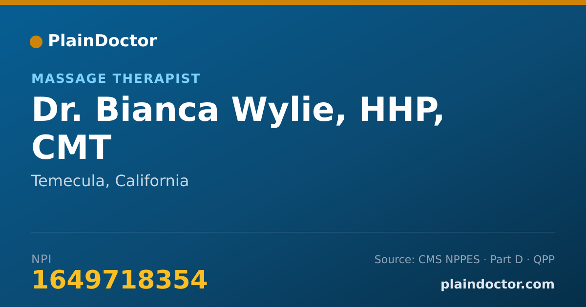 Shareable card for Bianca Wylie, HHP, CMT - Massage Therapist, Temecula, CA