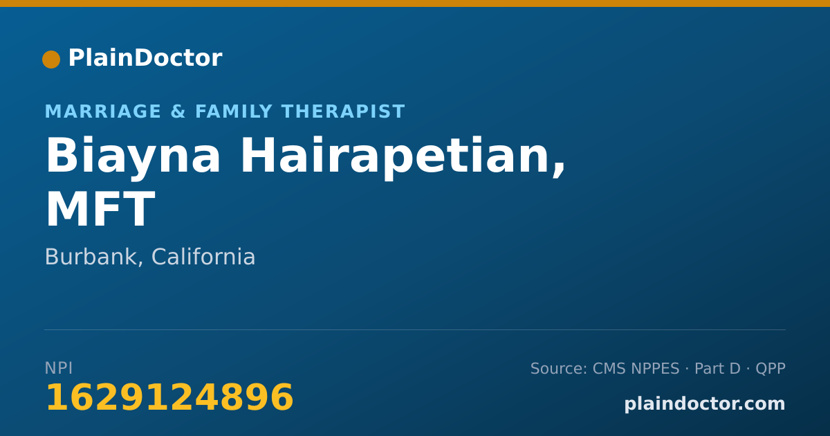 Shareable card for Biayna Hairapetian, MFT - Marriage & Family Therapist, Burbank, CA