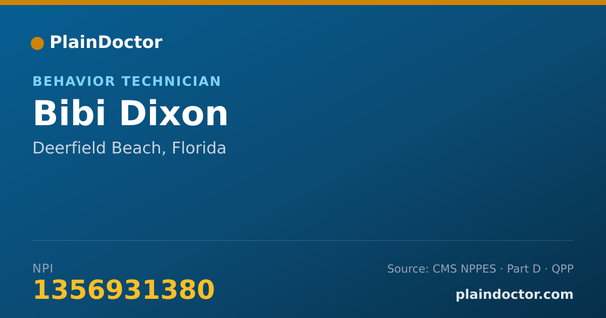 Shareable card for Bibi Dixon - Behavior Technician, Deerfield Beach, FL