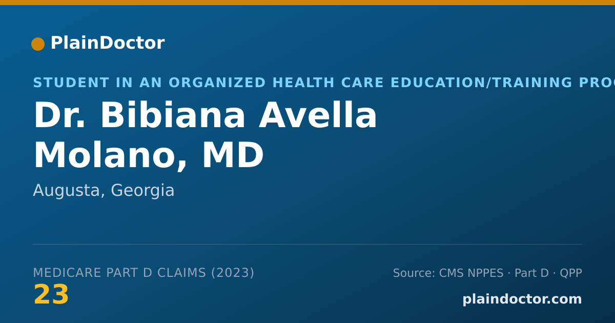 Shareable card for Bibiana Avella Molano, MD - Student in an Organized Health Care Education/Training Program, Augusta, GA