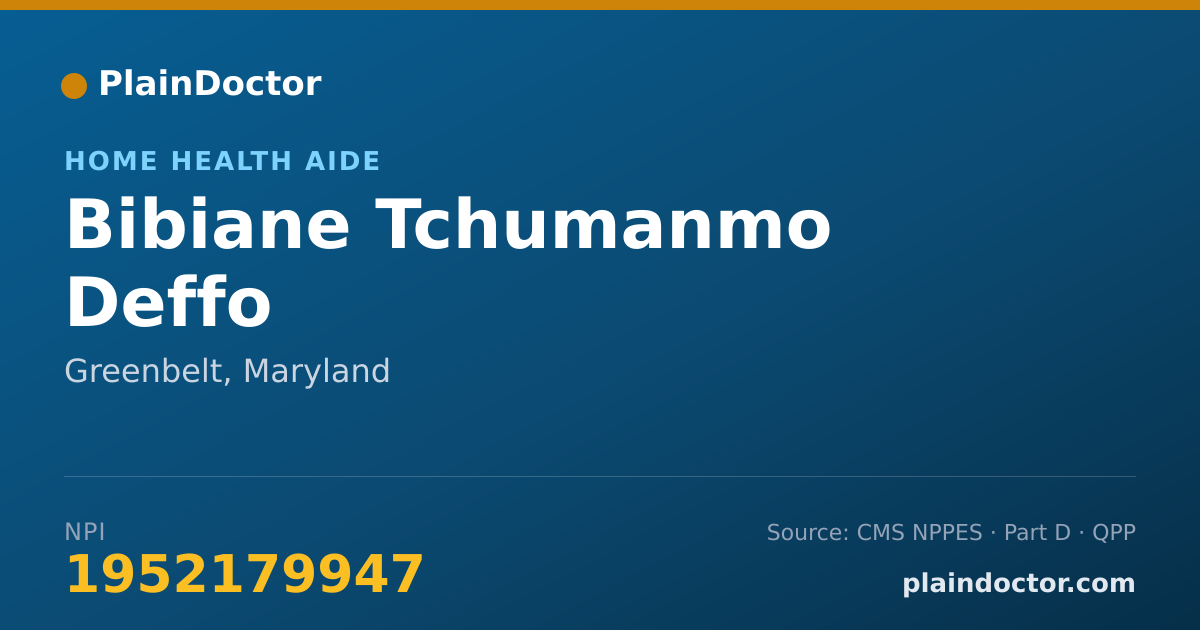 Shareable card for Bibiane Tchumanmo Deffo - Home Health Aide, Greenbelt, MD