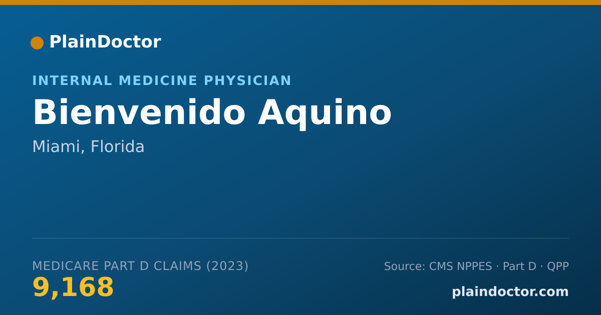 Shareable card for Bienvenido Aquino - Internal Medicine Physician, Miami, FL
