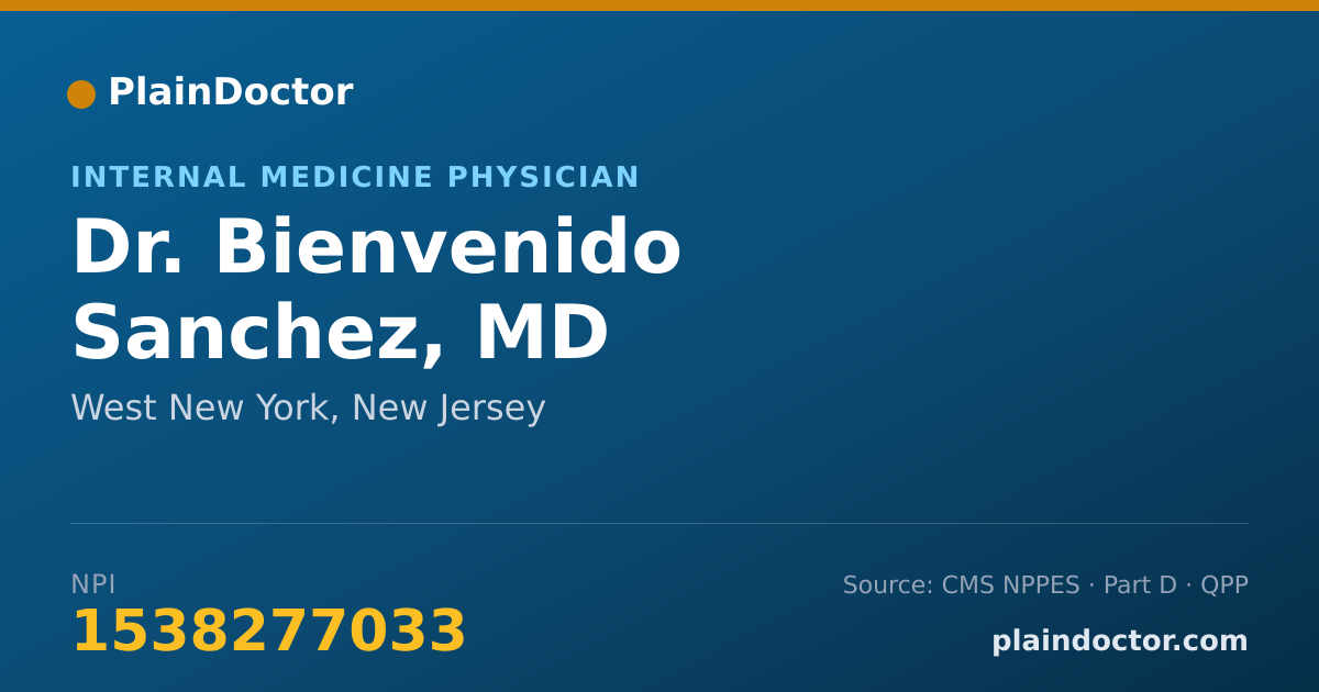 Shareable card for Bienvenido Sanchez, MD - Internal Medicine Physician, West New York, NJ