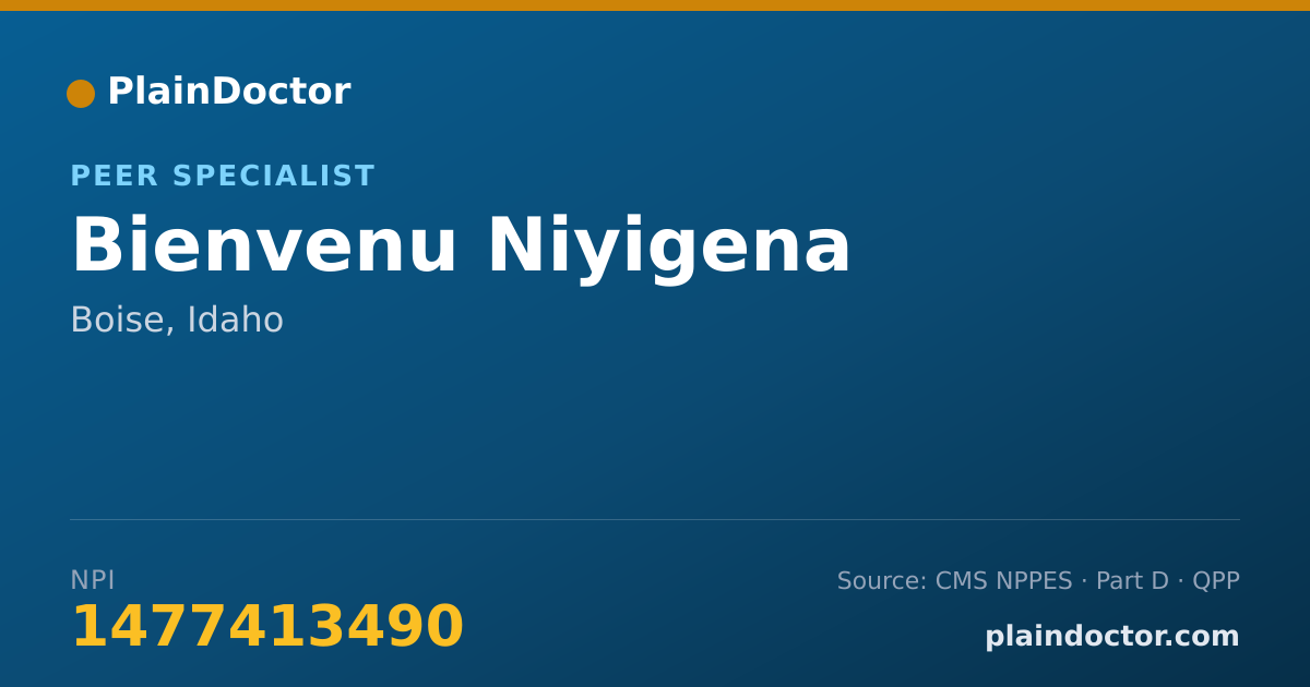 Shareable card for Bienvenu Niyigena - Peer Specialist, Boise, ID