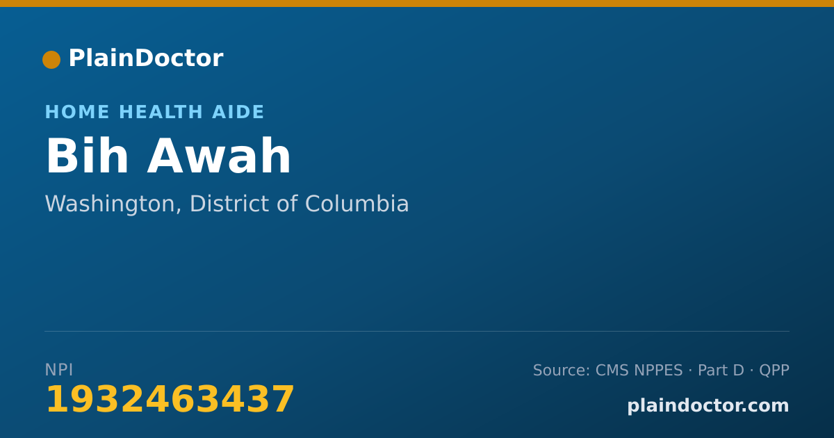 Shareable card for Bih Awah - Home Health Aide, Washington, DC