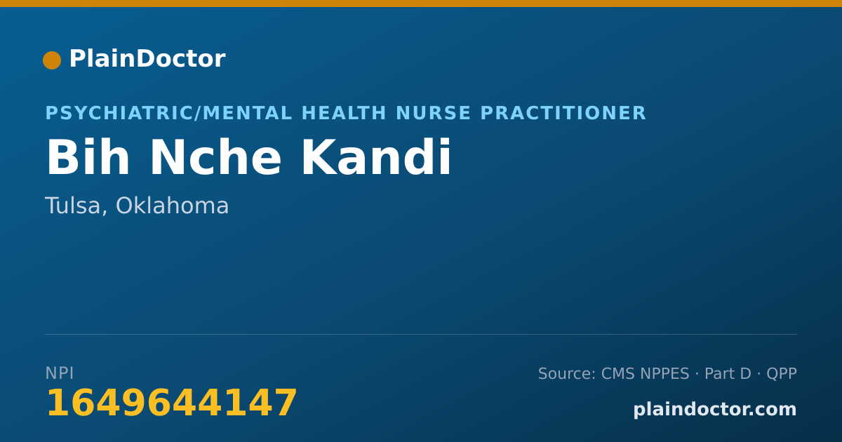 Shareable card for Bih Nche Kandi - Psychiatric/Mental Health Nurse Practitioner, Tulsa, OK