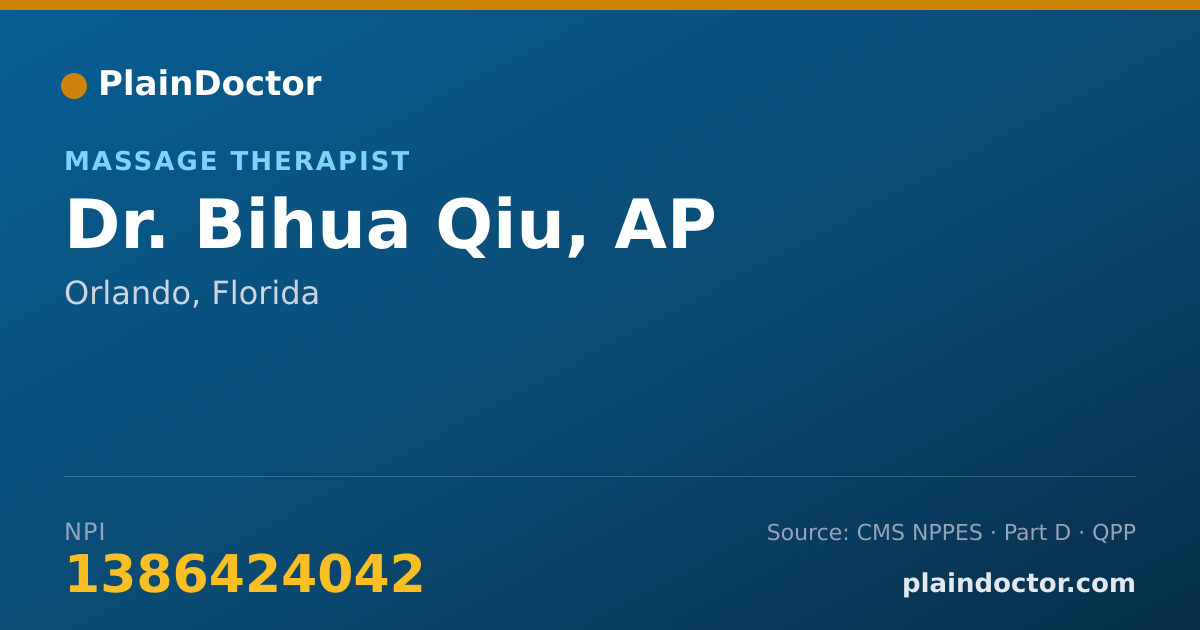 Shareable card for Bihua Qiu, AP - Massage Therapist, Orlando, FL