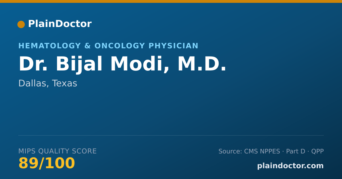 Shareable card for Bijal Modi, M.D. - Hematology & Oncology Physician, Dallas, TX