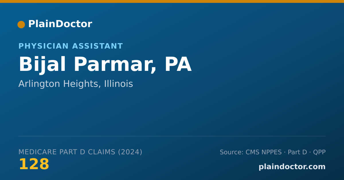 Shareable card for Bijal Parmar, PA - Surgical Physician Assistant, Arlington Heights, IL