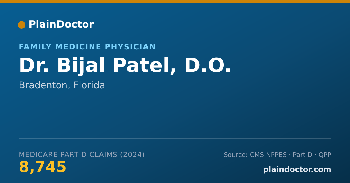 Shareable card for Bijal Patel, D.O. - Family Medicine Physician, Bradenton, FL