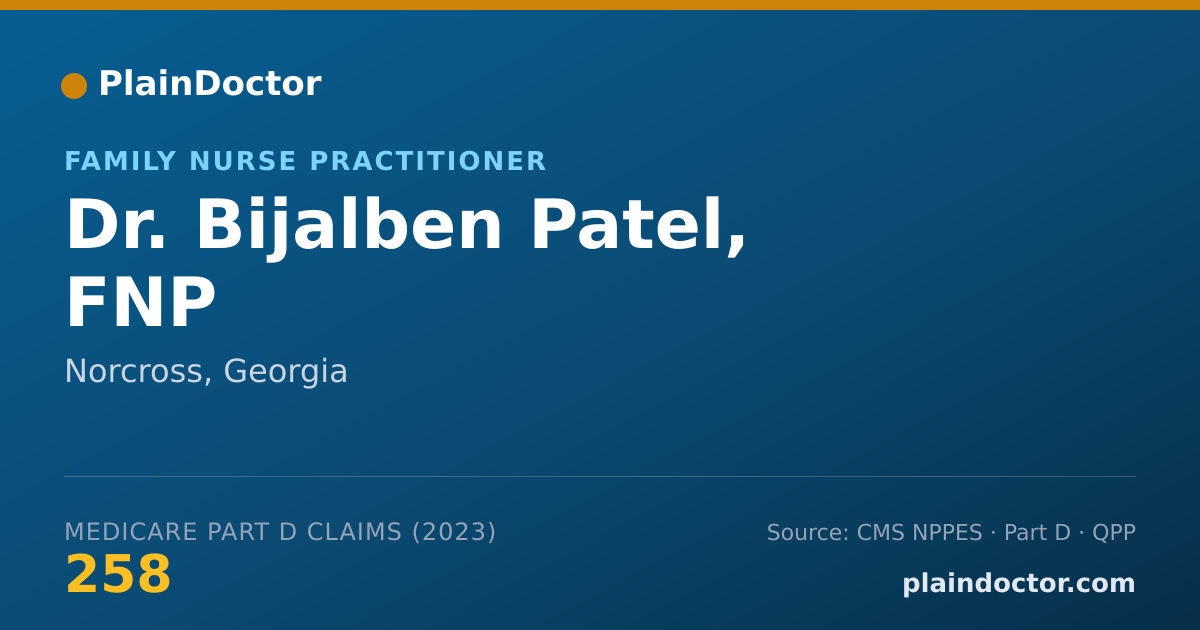 Shareable card for Bijalben Patel, FNP - Family Nurse Practitioner, Norcross, GA