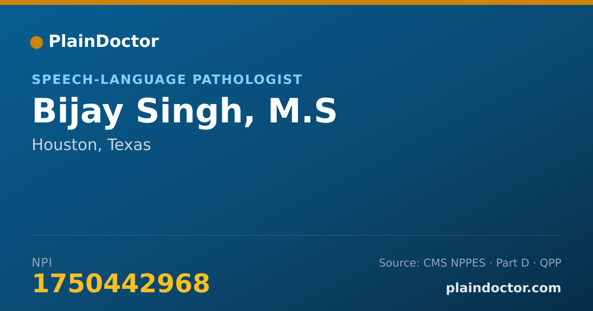 Shareable card for Bijay Singh, M.S - Speech-Language Pathologist, Houston, TX