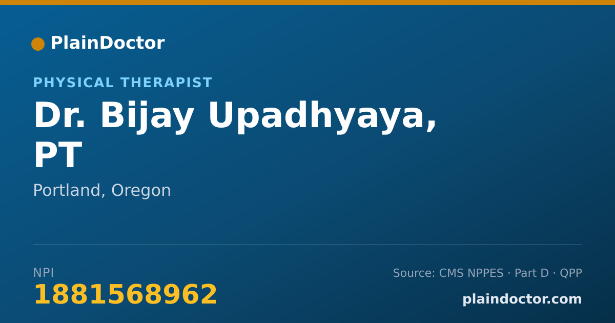 Shareable card for Bijay Upadhyaya, PT - Physical Therapist, Portland, OR