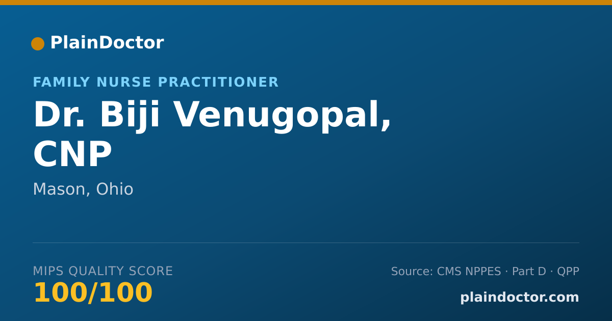 Shareable card for Biji Venugopal, CNP - Family Nurse Practitioner, Mason, OH