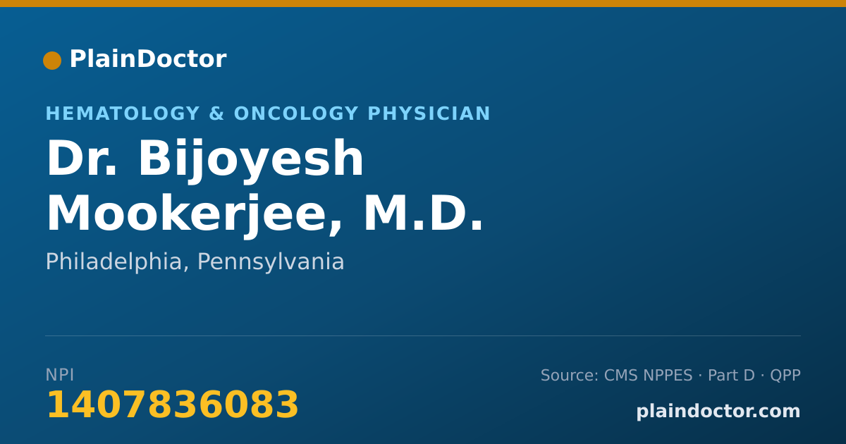 Shareable card for Bijoyesh Mookerjee, M.D. - Hematology & Oncology Physician, Philadelphia, PA