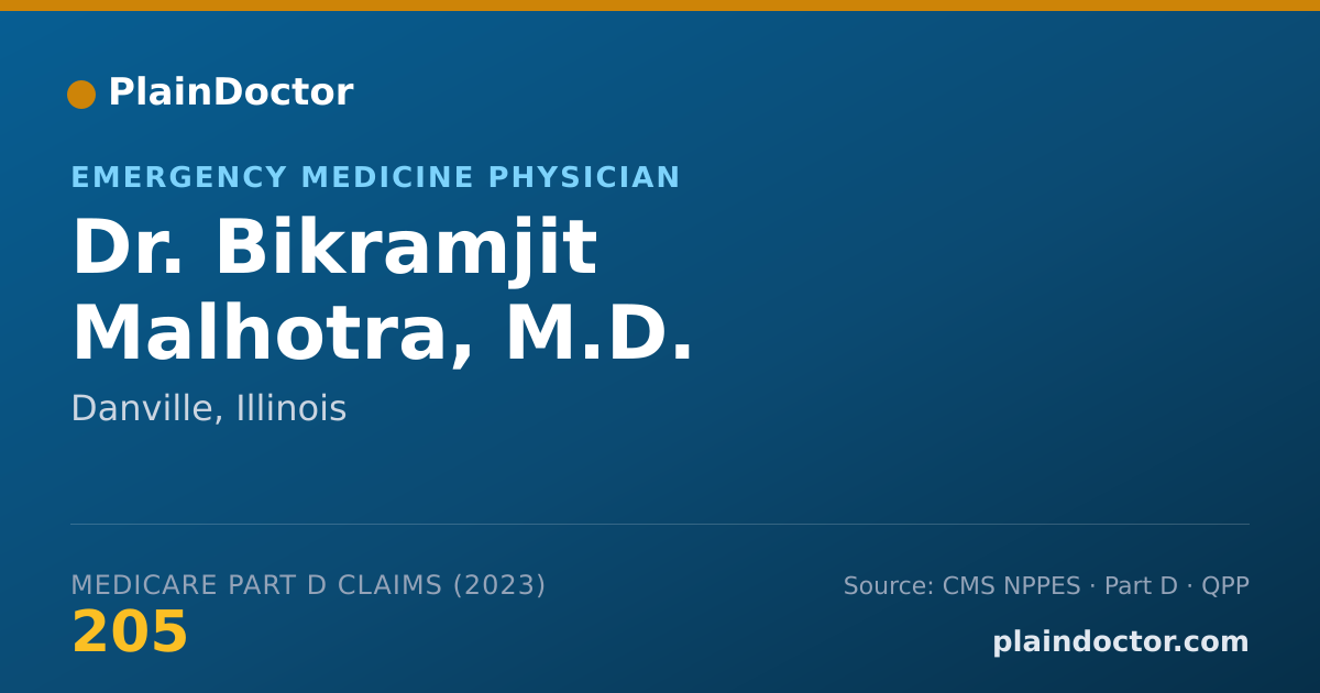 Shareable card for Bikramjit Malhotra, M.D. - Emergency Medicine Physician, Danville, IL