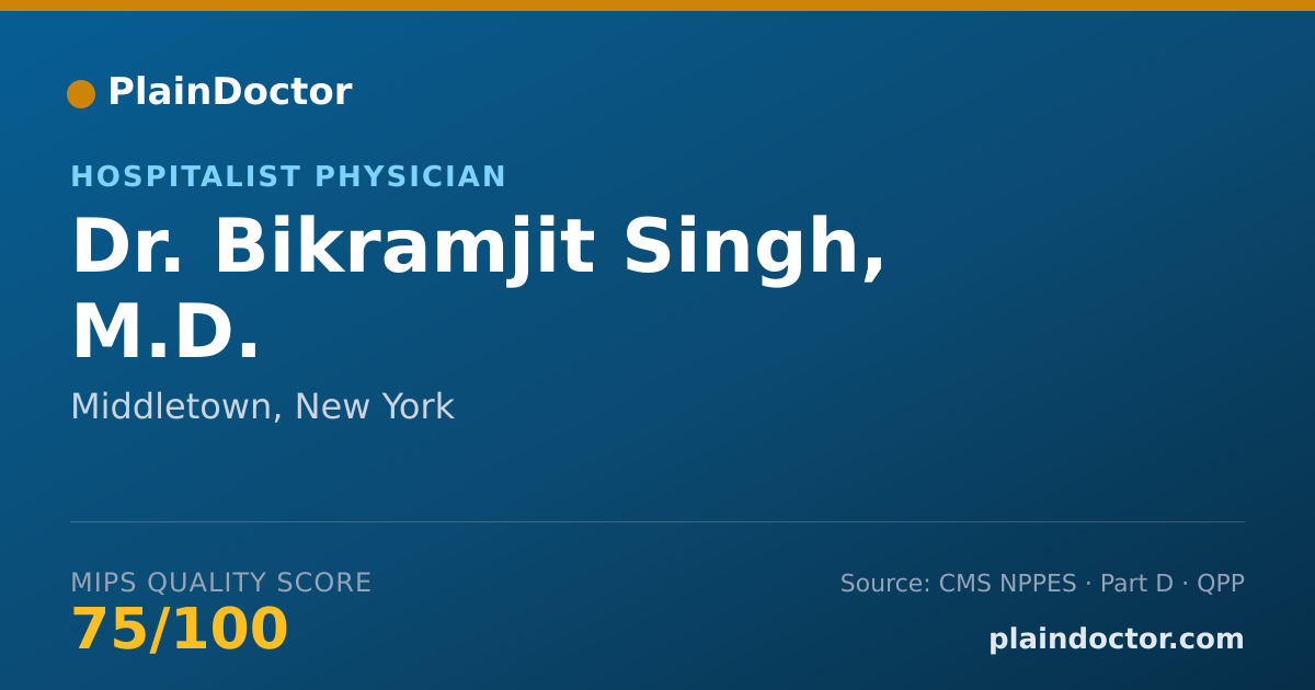 Shareable card for Bikramjit Singh, M.D. - Hospitalist Physician, Middletown, NY