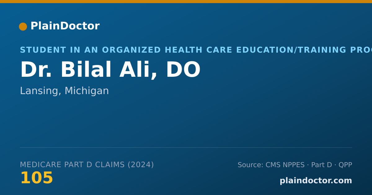 Shareable card for Bilal Ali, DO - Student in an Organized Health Care Education/Training Program, Lansing, MI