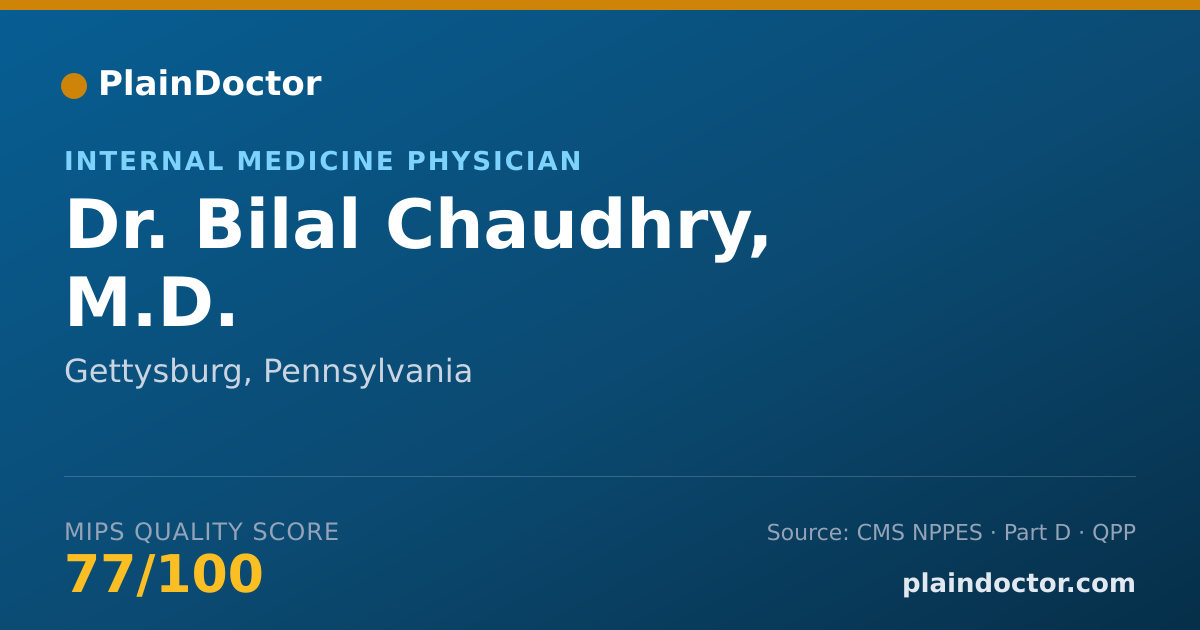 Shareable card for Bilal Chaudhry, M.D. - Internal Medicine Physician, Gettysburg, PA