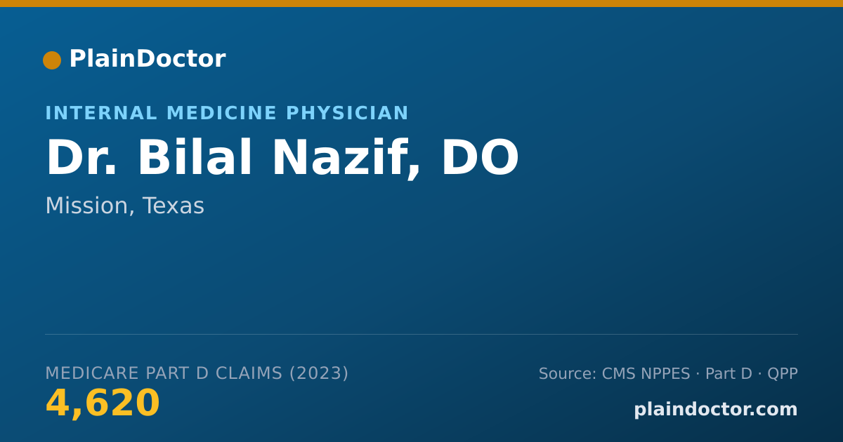 Shareable card for Bilal Nazif, DO - Internal Medicine Physician, Mission, TX