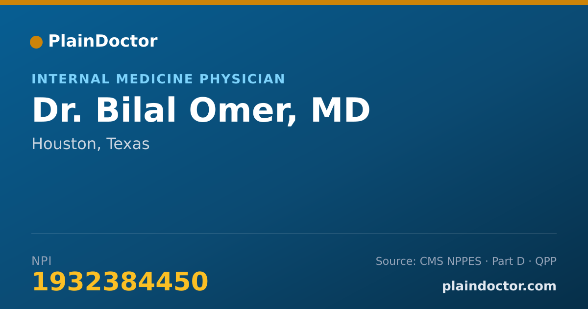 Shareable card for Bilal Omer, MD - Internal Medicine Physician, Houston, TX