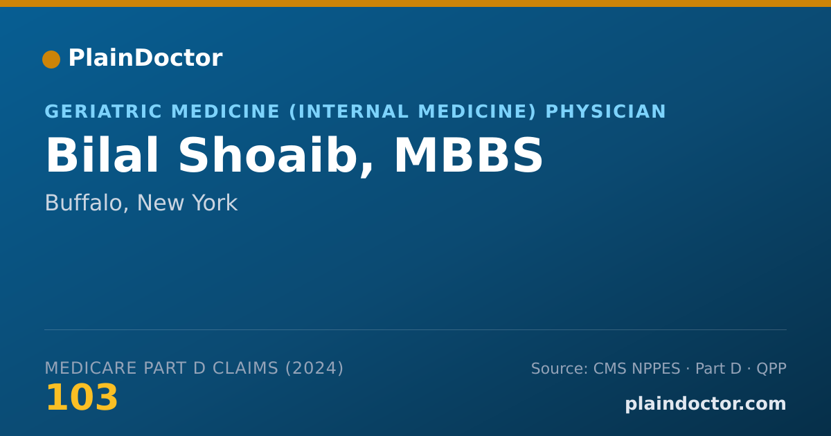 Shareable card for Bilal Shoaib, MBBS - Geriatric Medicine (Internal Medicine) Physician, Buffalo, NY