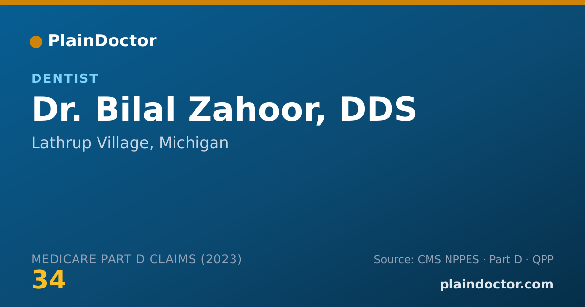 Shareable card for Bilal Zahoor, DDS - Dentist, Lathrup Village, MI