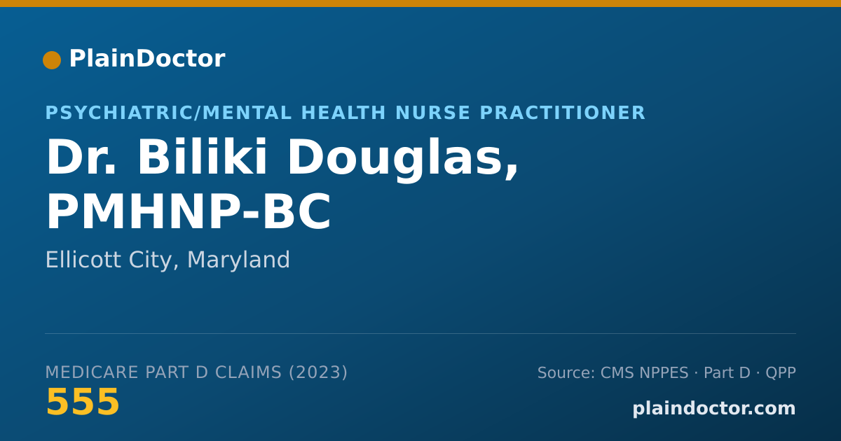 Shareable card for Biliki Douglas, PMHNP-BC - Psychiatric/Mental Health Nurse Practitioner, Ellicott City, MD