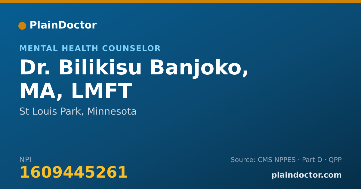 Shareable card for Bilikisu Banjoko, MA, LMFT - Mental Health Counselor, St Louis Park, MN