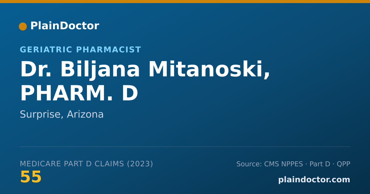 Shareable card for Biljana Mitanoski, PHARM. D - Geriatric Pharmacist, Surprise, AZ