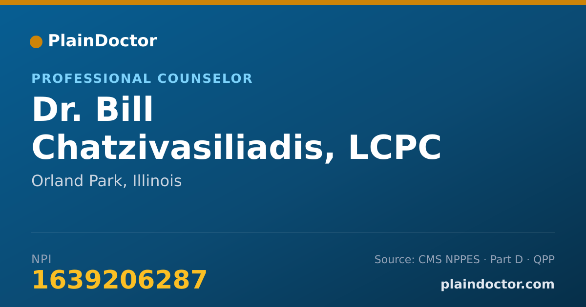 Shareable card for Bill Chatzivasiliadis, LCPC - Professional Counselor, Orland Park, IL
