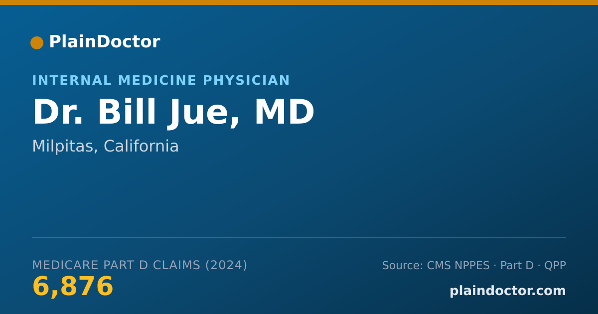Shareable card for Bill Jue, MD - Internal Medicine Physician, Milpitas, CA