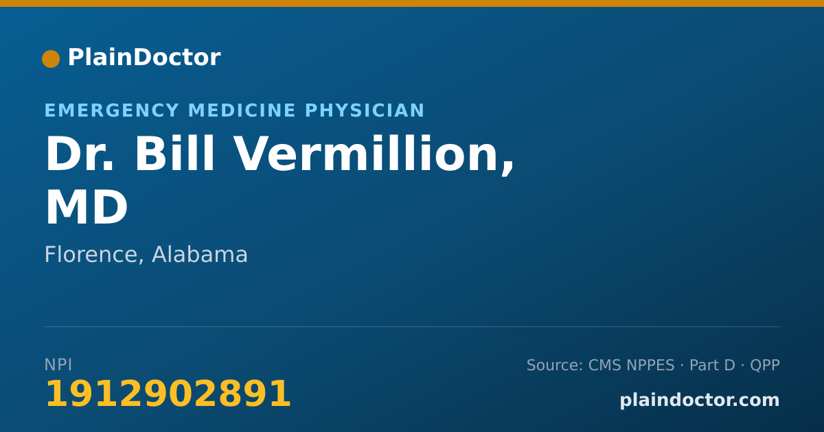 Shareable card for Bill Vermillion, MD - Emergency Medicine Physician, Florence, AL