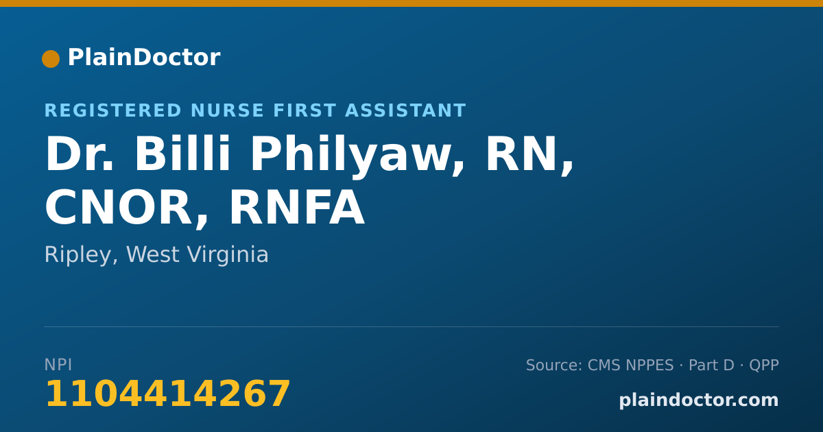 Shareable card for Billi Philyaw, RN, CNOR, RNFA - Registered Nurse First Assistant, Ripley, WV
