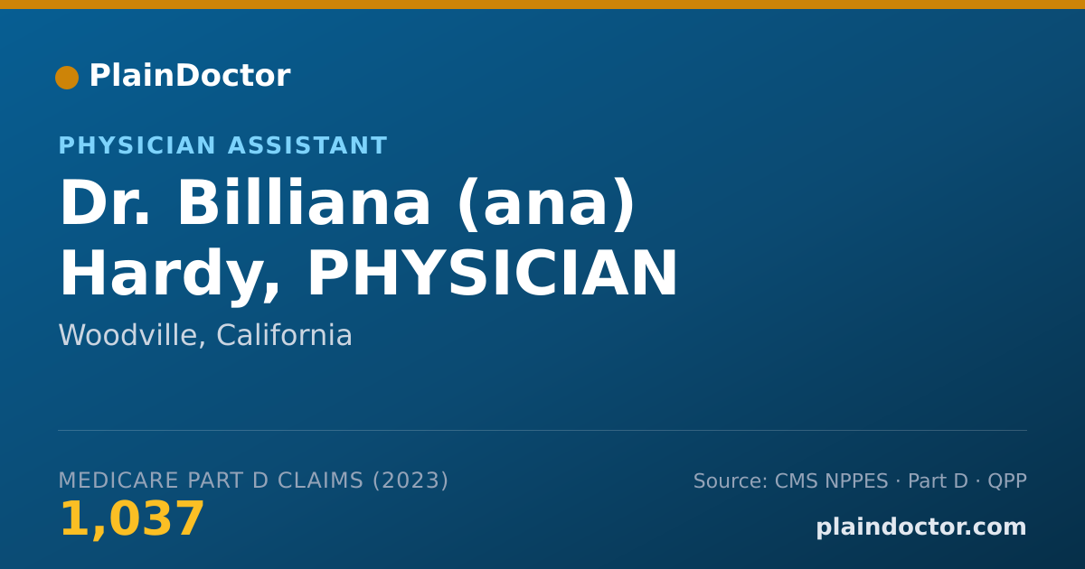 Shareable card for Billiana (ana) Hardy, PHYSICIAN ASSISTANT - Physician Assistant, Woodville, CA
