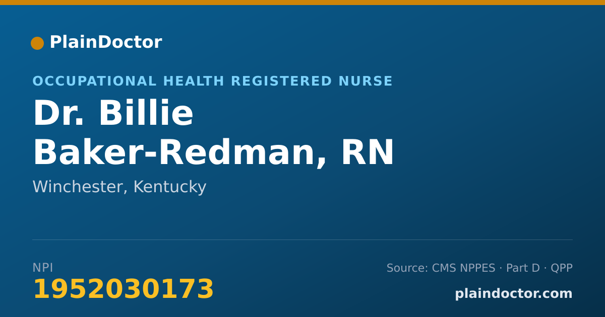 Shareable card for Billie Baker-Redman, RN - Occupational Health Registered Nurse, Winchester, KY