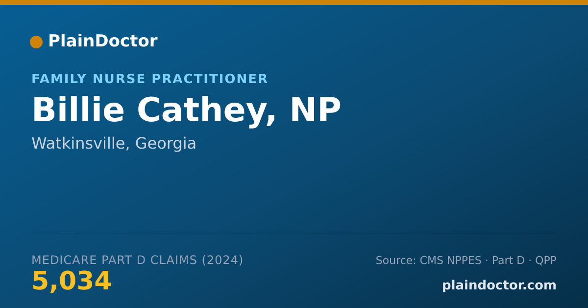 Shareable card for Billie Cathey, NP - Family Nurse Practitioner, Watkinsville, GA