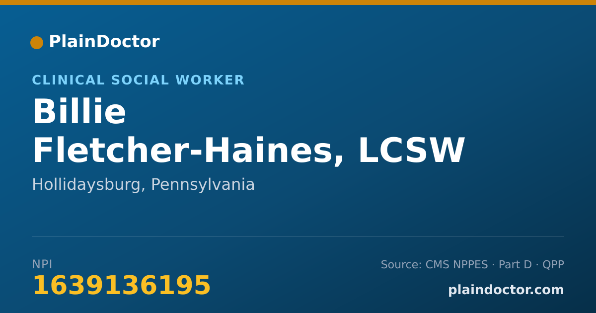 Shareable card for Billie Fletcher-Haines, LCSW - Clinical Social Worker, Hollidaysburg, PA