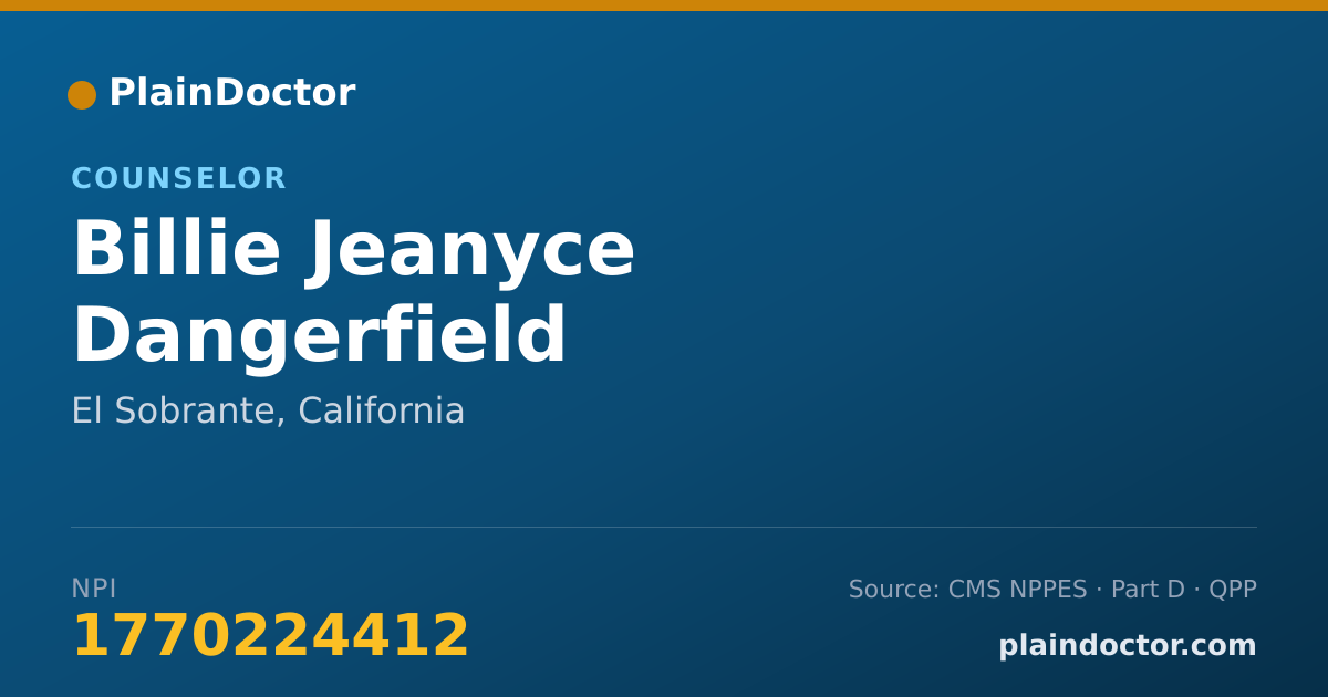 Shareable card for Billie Jeanyce Dangerfield - Counselor, El Sobrante, CA