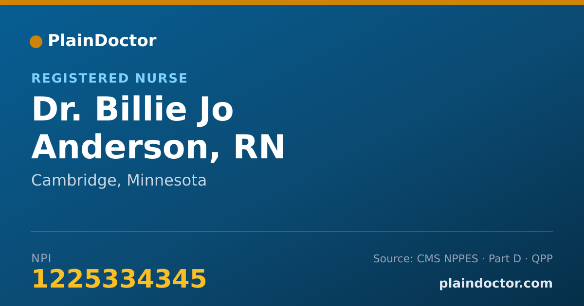 Shareable card for Billie Jo Anderson, RN - Registered Nurse, Cambridge, MN