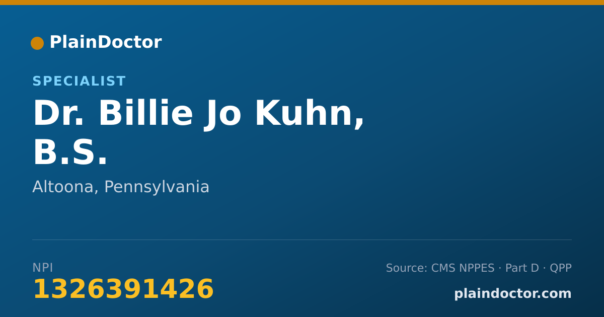 Shareable card for Billie Jo Kuhn, B.S. - Specialist, Altoona, PA