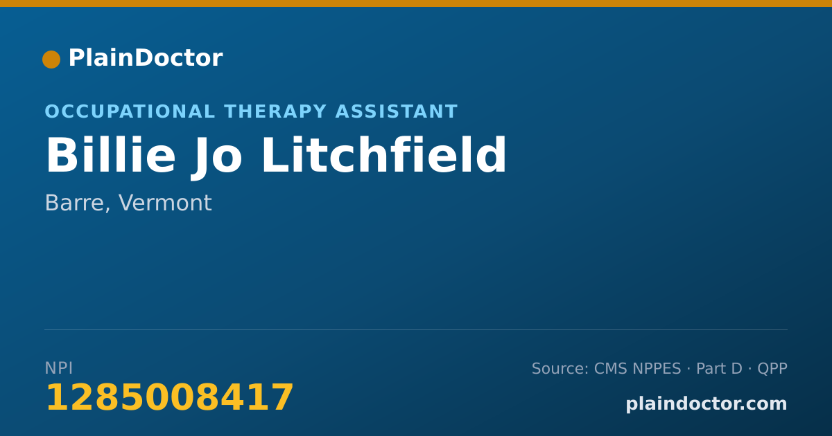 Shareable card for Billie Jo Litchfield - Occupational Therapy Assistant, Barre, VT