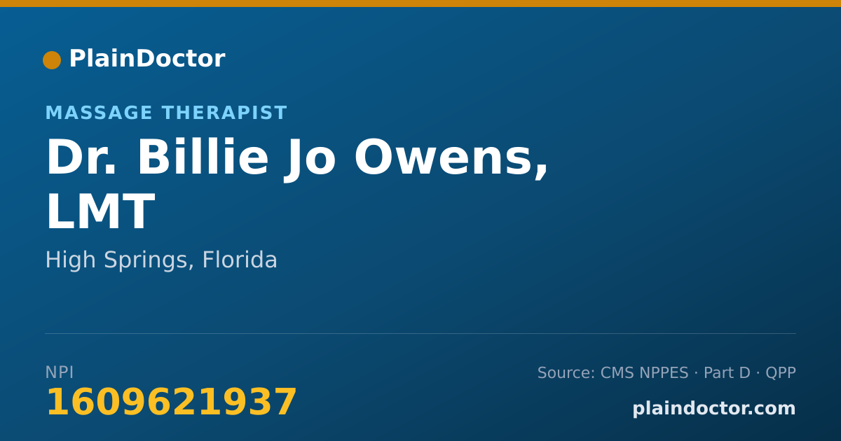 Shareable card for Billie Jo Owens, LMT - Massage Therapist, High Springs, FL
