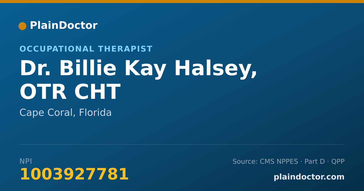 Shareable card for Billie Kay Halsey, OTR CHT - Occupational Therapist, Cape Coral, FL
