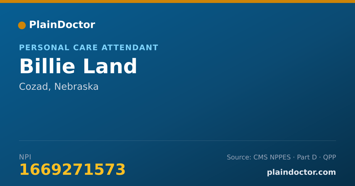 Shareable card for Billie Land - Personal Care Attendant, Cozad, NE