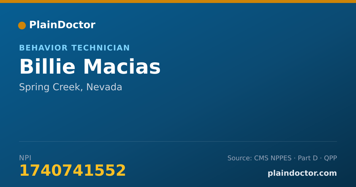 Shareable card for Billie Macias - Behavior Technician, Spring Creek, NV