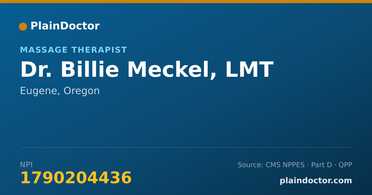 Shareable card for Billie Meckel, LMT - Massage Therapist, Eugene, OR