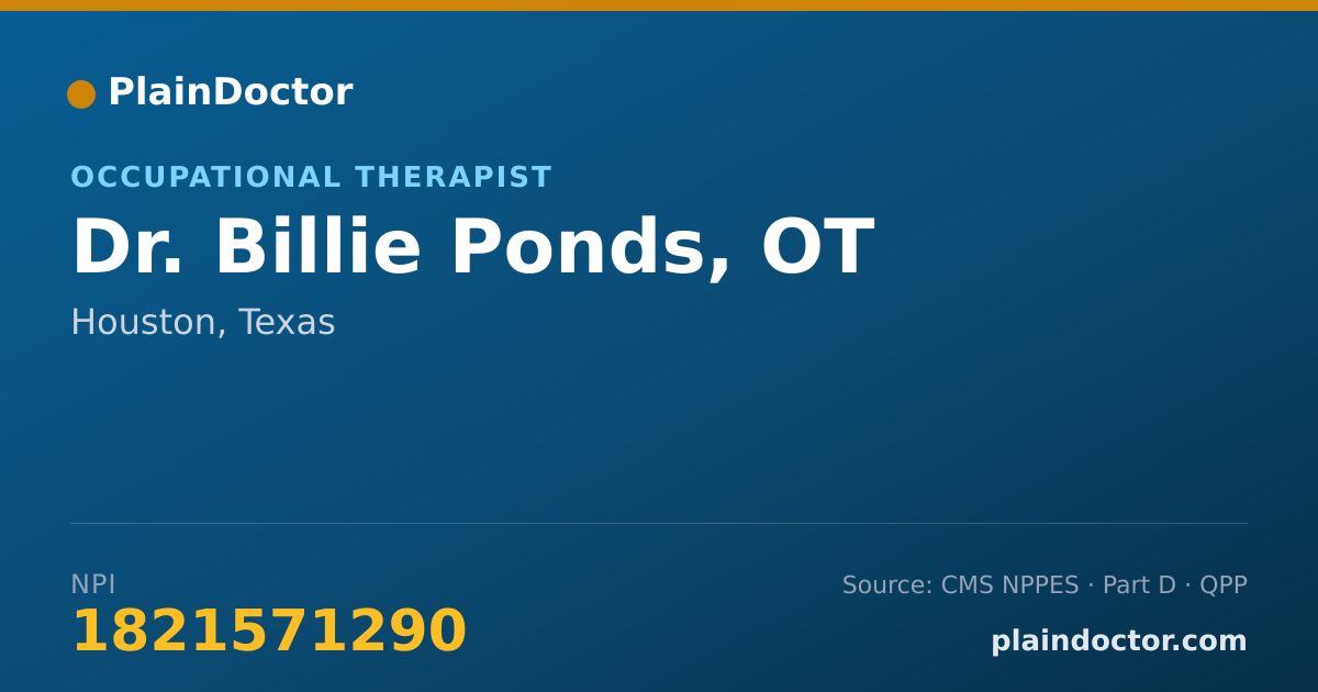 Shareable card for Billie Ponds, OT - Occupational Therapist, Houston, TX