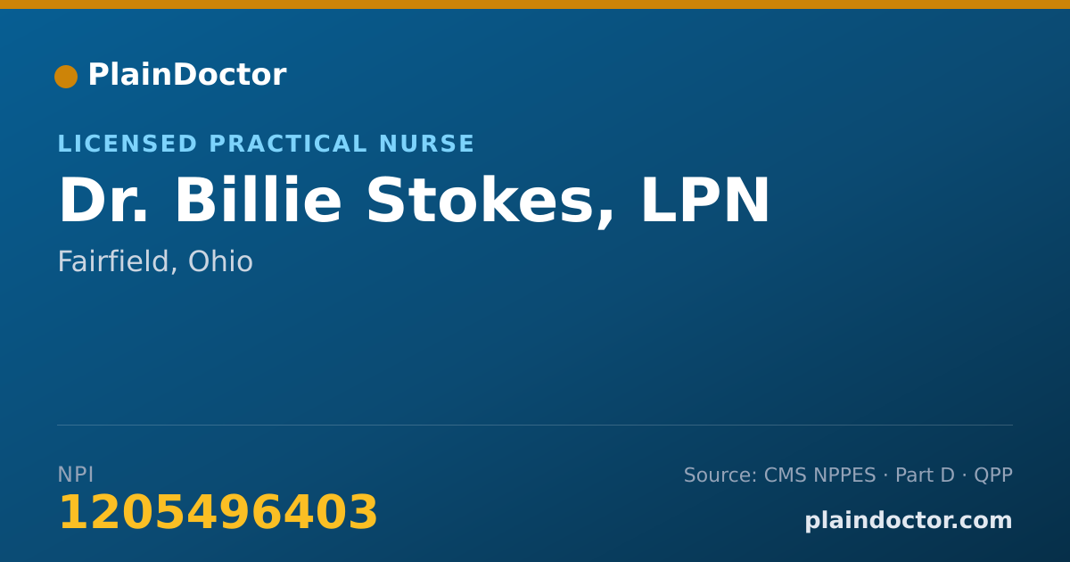 Shareable card for Billie Stokes, LPN - Licensed Practical Nurse, Fairfield, OH