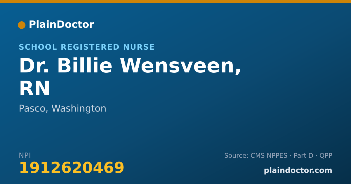 Shareable card for Billie Wensveen, RN - School Registered Nurse, Pasco, WA